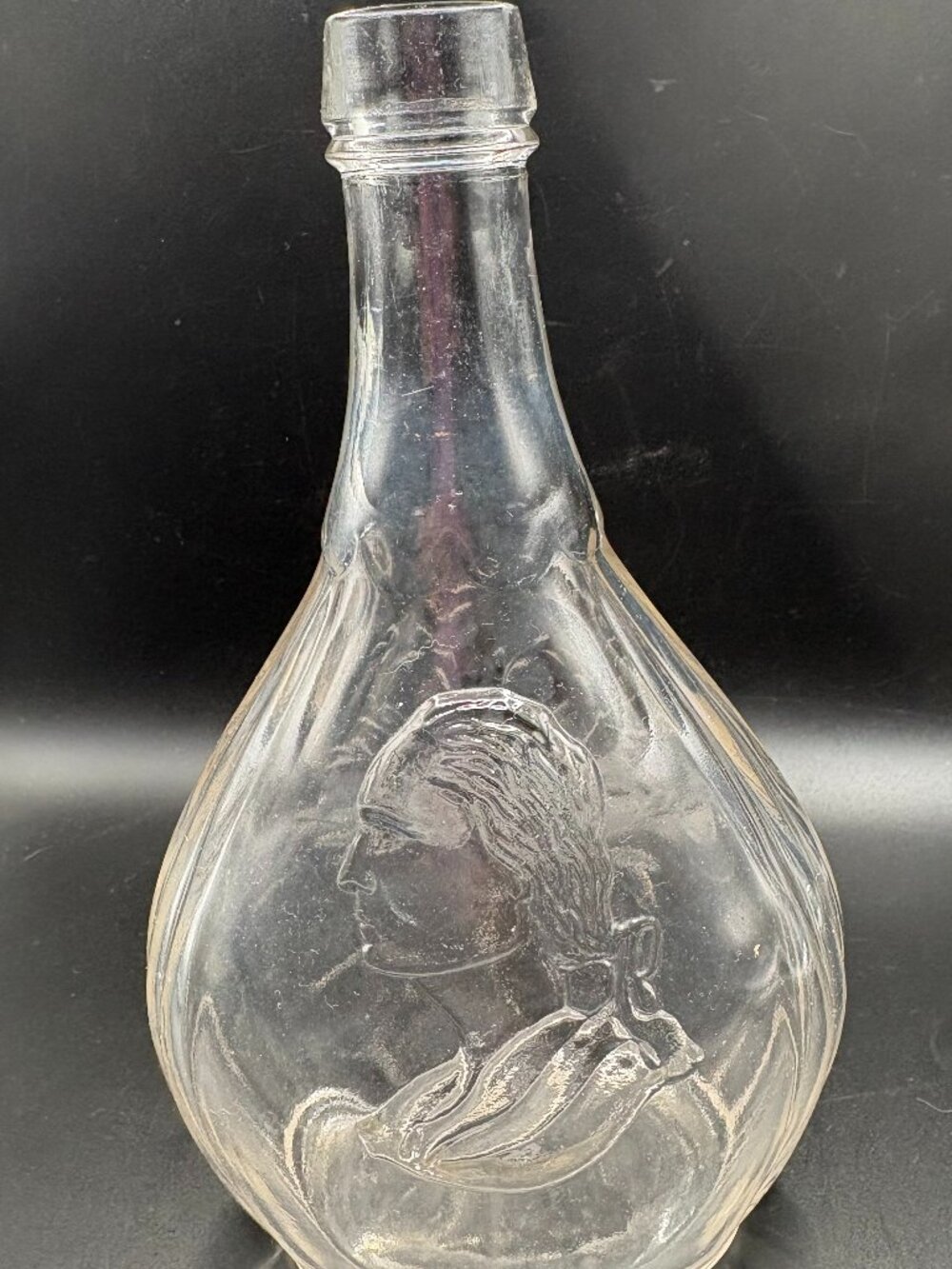 Vtg-style George Washington 1732–1932 Bicentennial Embossed Clear Glass Bottle